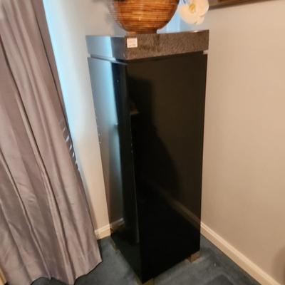 Stunning Black Base w Polished Stone Top Plinth Pedestal Display 15x15x48