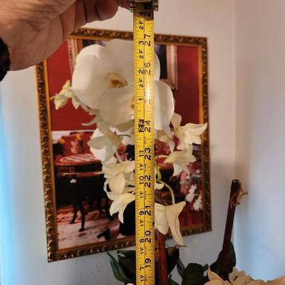 Tall faux artificial willow orchid arrangement leaf succulent vase.