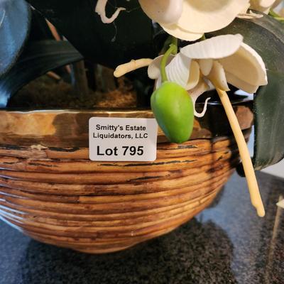 Tall faux artificial willow orchid arrangement leaf succulent vase.