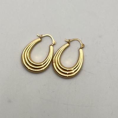 Lot 302J: 14K Gold Pierced Hoop Earrings