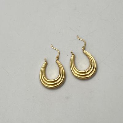Lot 302J: 14K Gold Pierced Hoop Earrings