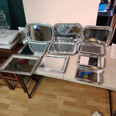 Large lot of Metal Serving Display trays