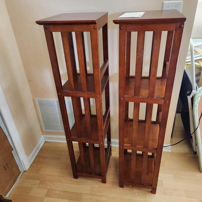 2 Mission Style Solid Wood Display Plant Stand Bookshelf 14w x12dx49