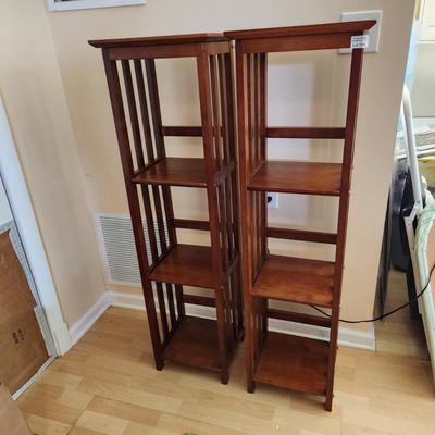 2 Mission Style Solid Wood Display Plant Stand Bookshelf 14w x12dx49