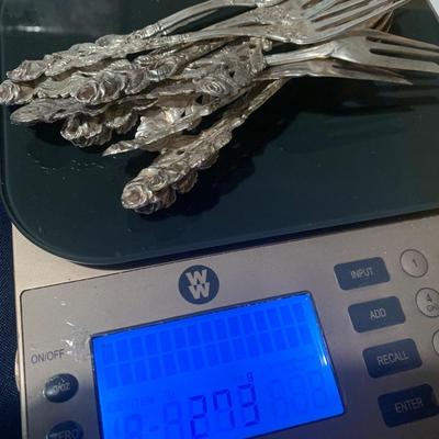 Rose Handled 800 Silver Flatware Lot