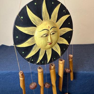 Lot 616 wood sun windchime 26 â€œ tall