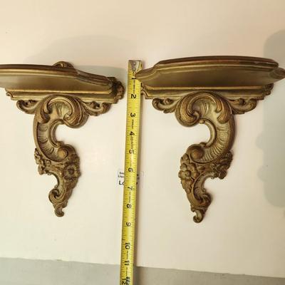 Pair of Gold SyrocoWood Wood Wall Sconces