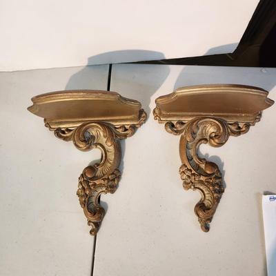 Pair of Gold SyrocoWood Wood Wall Sconces