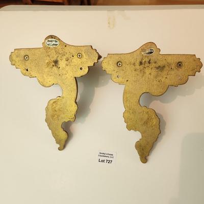Pair of Gold SyrocoWood Wood Wall Sconces