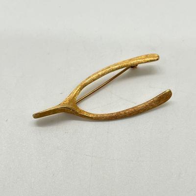 Lot 313J: 14K Gold Wishbone Pin/Brooch