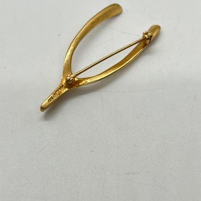 Lot 313J: 14K Gold Wishbone Pin/Brooch
