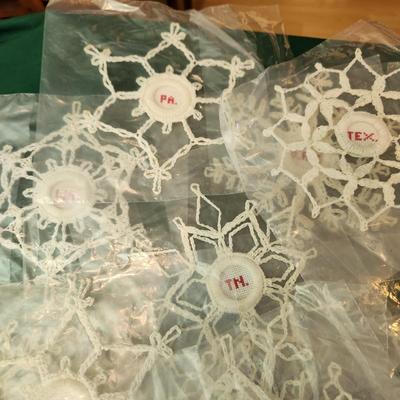 Lot of Vintage Christmas 1984 Crochet Snowflakes with U.S. States names