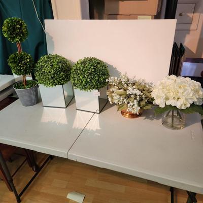 Lot of 5 Faux Floral Flower Shrub Arrangements