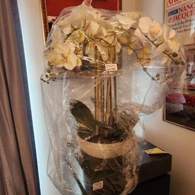 Faux Floral Flower Potted Orchids arrangement