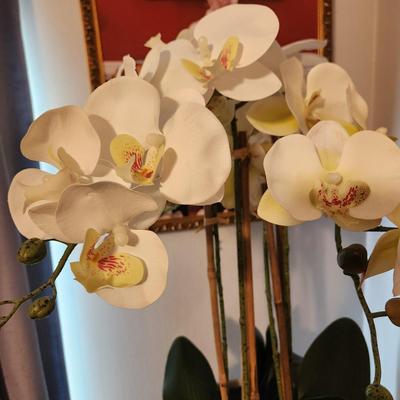 Faux Floral Flower Potted Orchids arrangement