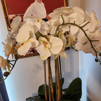 Faux Floral Flower Potted Orchids arrangement
