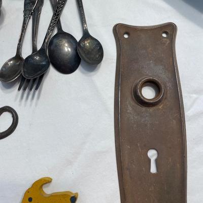 Vintage items pane and door knob