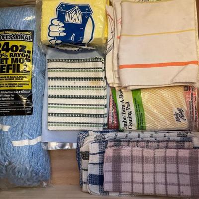 Mop head, wash cloths and kitchen items