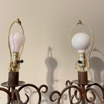 Pair of Tall Iron Table Lamps (PS-SS)