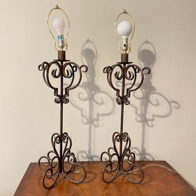 Pair of Tall Iron Table Lamps (PS-SS)