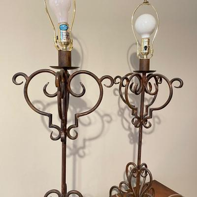 Pair of Tall Iron Table Lamps (PS-SS)