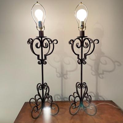 Pair of Tall Iron Table Lamps (PS-SS)