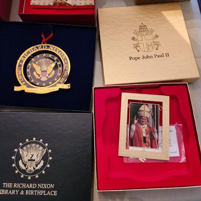 lot of 12 Misc. White House, Secret Service Pope John Paul II Christmas tree Ornaments