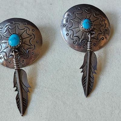 Sterling Concho Dangle earrings