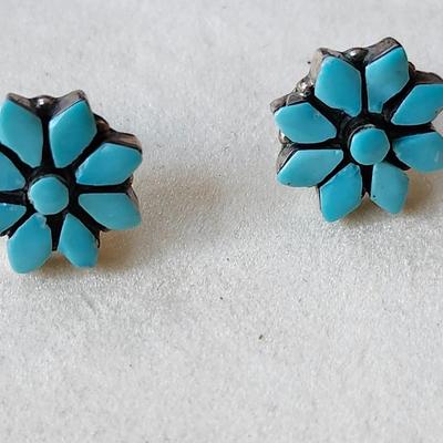 Zuni blue turquoise earrings
