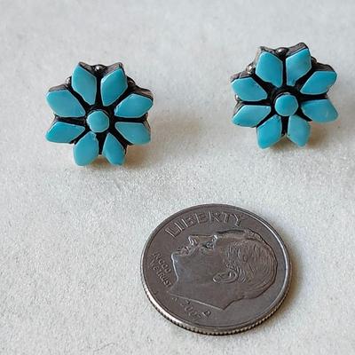 Zuni blue turquoise earrings
