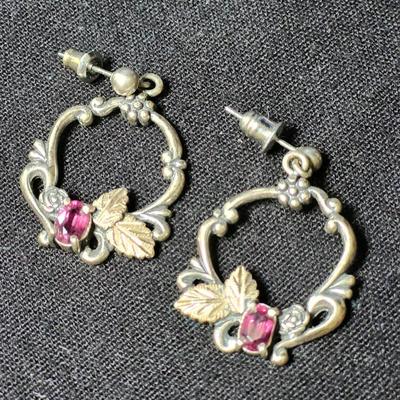 Rubelite Tourmaline Scroll Wreath earrings