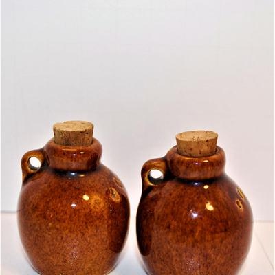 Vintage Tiny Brown Jugs with Handles and Corks 2"