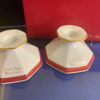 1987 Lenox Rex Scouten Reagan Christmas Candle Bases In Original Box