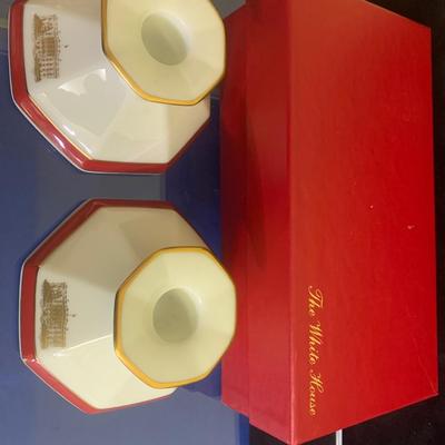 1987 Lenox Rex Scouten Reagan Christmas Candle Bases In Original Box