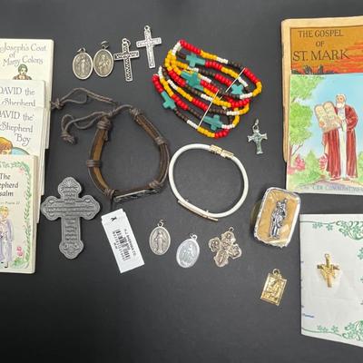 Religious grouping of Pendants, Bracelets, Crosses
