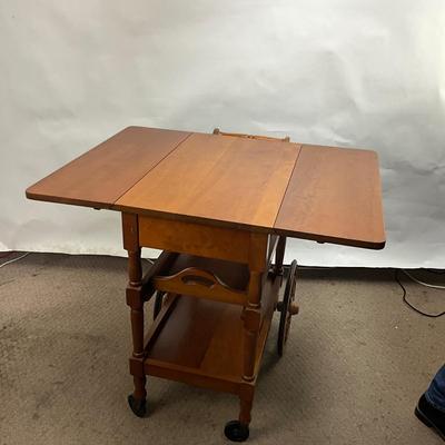 1904 Vintage Maple Wooden Tea Cart