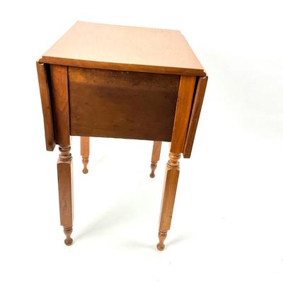 1910 Walnut 2 Drawer Drop Leaf Side Table