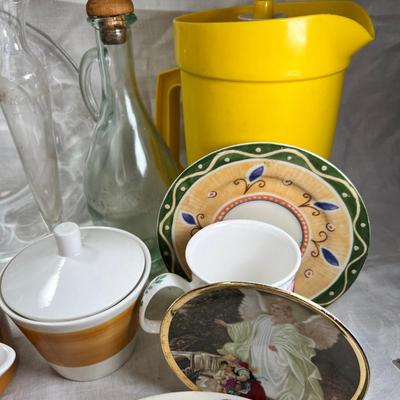 Stanley Thermos, vintage jars and plates
