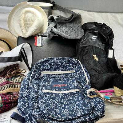 Hats, Backpacks, Purses, hard side briefcase, Jan Sport