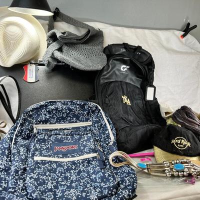 Hats, Backpacks, Purses, hard side briefcase, Jan Sport