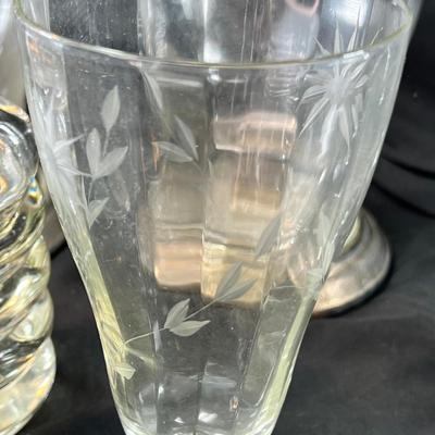 vintage glassware, wine, water etched glasses