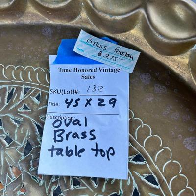 large oval brass pierced table top