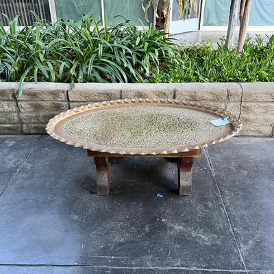 large oval brass pierced table top