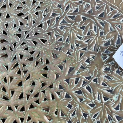 large oval brass pierced table top