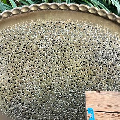 large oval brass pierced table top