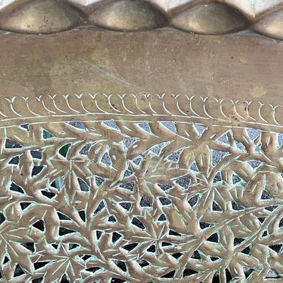 large oval brass pierced table top
