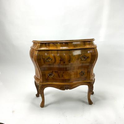 1914 Vintage Italian Olive Wood Bombe Chest