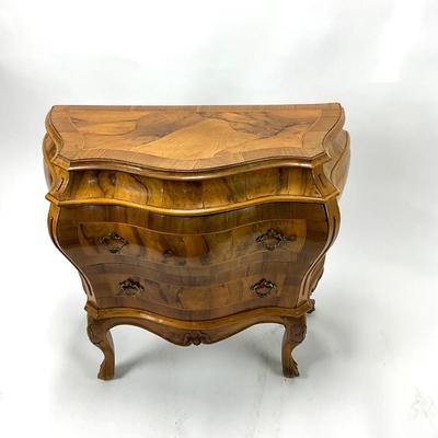 1914 Vintage Italian Olive Wood Bombe Chest