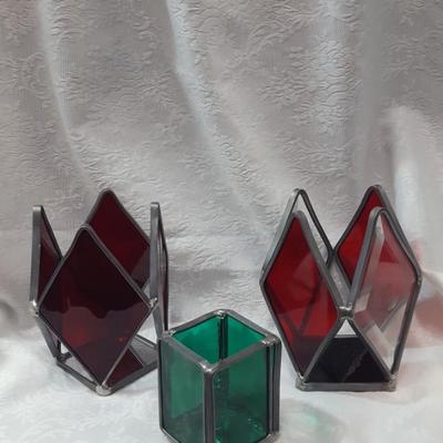 Stained glass votive holders