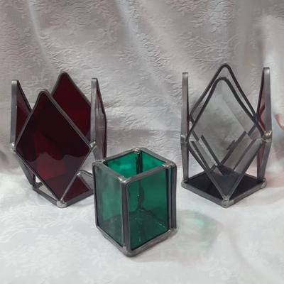 Stained glass votive holders